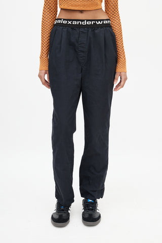 Alexander Wang Black & White Straight Leg Logo Trouser
