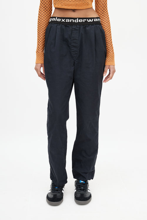 Alexander Wang Black & White Straight Leg Logo Trouser