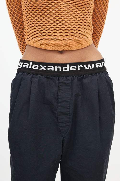 Alexander Wang Black & White Straight Leg Logo Trouser