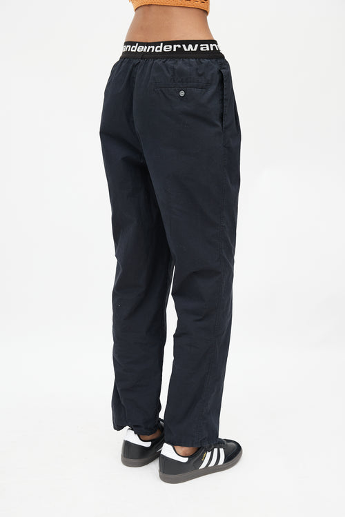 Alexander Wang Black & White Straight Leg Logo Trouser