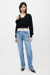 Alexander Wang Black Wool & Beige Mesh Cardigan