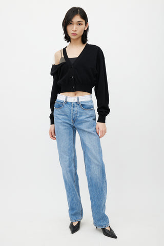 Alexander Wang Black Wool & Beige Mesh Cardigan