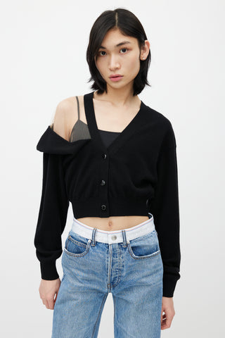 Alexander Wang Black Wool & Beige Mesh Cardigan