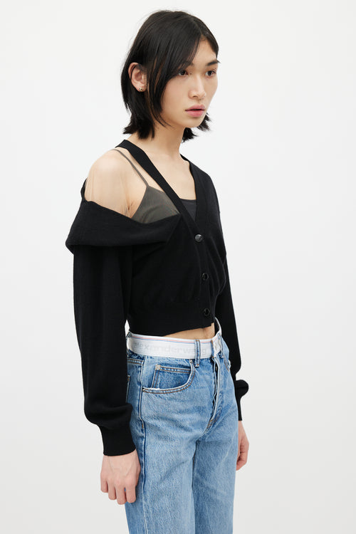 Alexander Wang Black Wool & Beige Mesh Cardigan