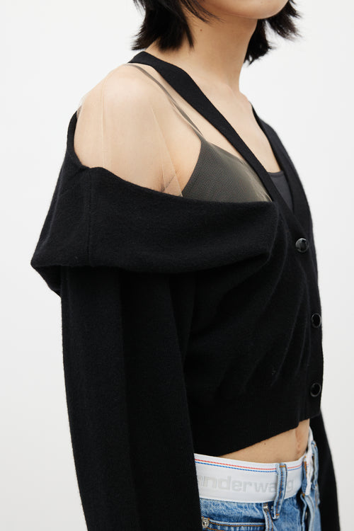 Alexander Wang Black Wool & Beige Mesh Cardigan