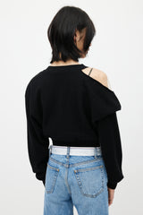 Alexander Wang Black Wool & Beige Mesh Cardigan