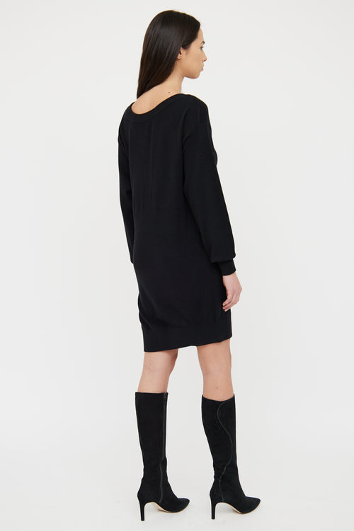 Alexander Wang Black Zip Long Sleeve Sweater Dress