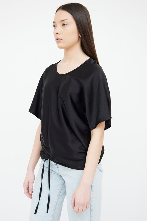 T by Alexander Wang Black Ruched Satin Top