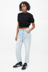 Alexander Wang Blue & Grey Sweatpant Ride Clash Jeans