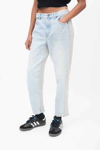 Alexander Wang Blue & Grey Sweatpant Ride Clash Jeans
