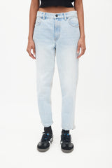 Alexander Wang Blue & Grey Sweatpant Ride Clash Jeans