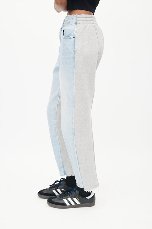 Alexander Wang Blue & Grey Sweatpant Ride Clash Jeans