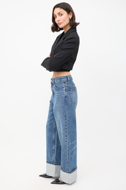 Alexander Wang Medium Wash Crystal Cuff Jeans