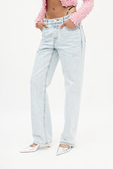 Alexander Wang Blue Straight Leg Logo Strap Jeans