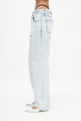 Alexander Wang Blue Straight Leg Logo Strap Jeans