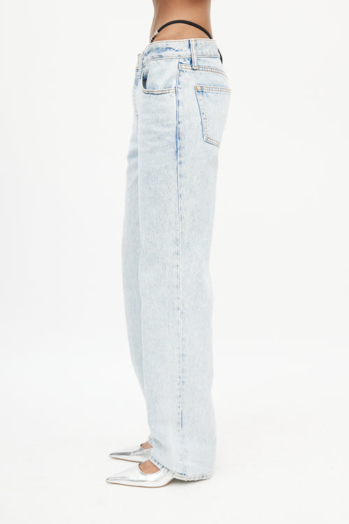 Alexander Wang Blue Straight Leg Logo Strap Jeans