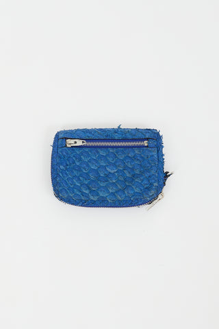 Alexander Wang Blue Textured Leather Zip Wristlet Pouch