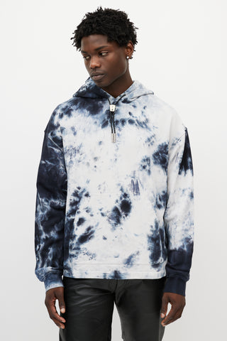 Alexander Wang Blue & White Tie Dye Classic Black Hoodie
