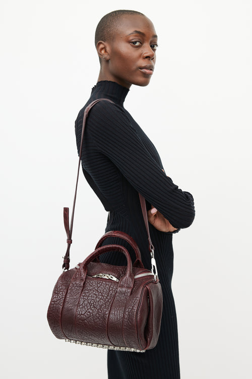 Alexander Wang Burgundy & Silver Rocco Textured Leather Bag
