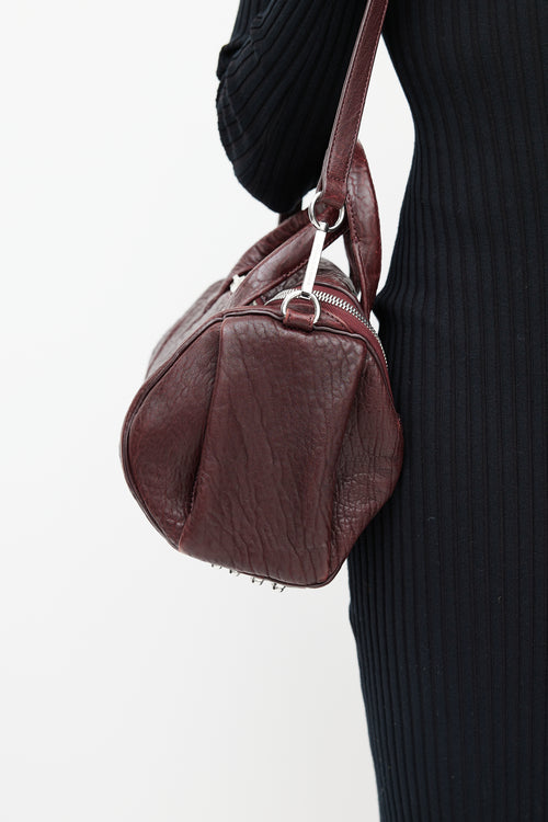 Alexander Wang Burgundy & Silver Rocco Textured Leather Bag