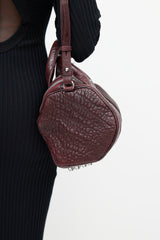 Alexander Wang Burgundy & Silver Rocco Textured Leather Bag