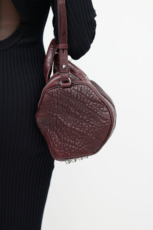 Alexander Wang Burgundy & Silver Rocco Textured Leather Bag