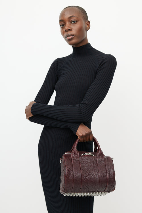 Alexander Wang Burgundy & Silver Rocco Textured Leather Bag