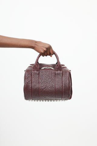 Alexander Wang Burgundy & Silver Rocco Textured Leather Bag