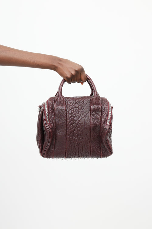 Alexander Wang Burgundy & Silver Rocco Textured Leather Bag