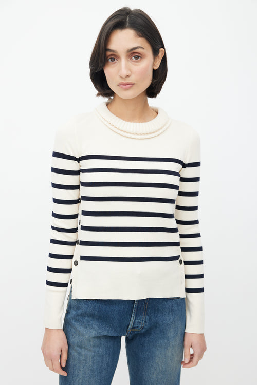 Alexander McQueen Cream & Black Stripe Sweater