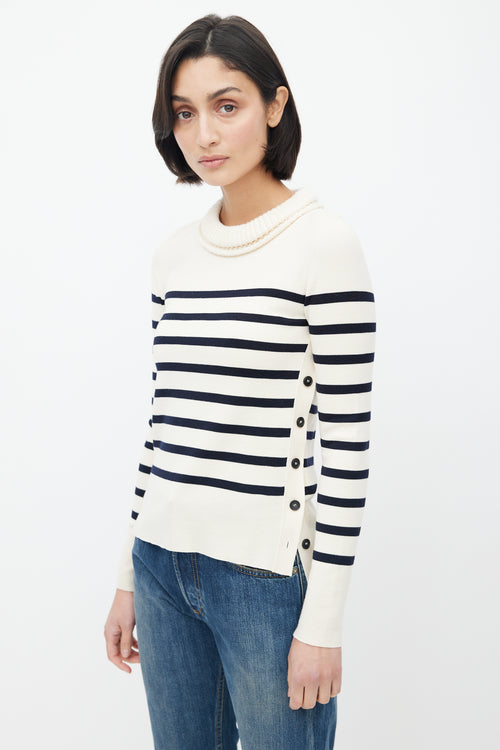 Alexander McQueen Cream & Black Stripe Sweater