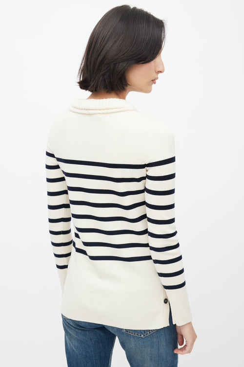 Alexander McQueen Cream & Black Stripe Sweater