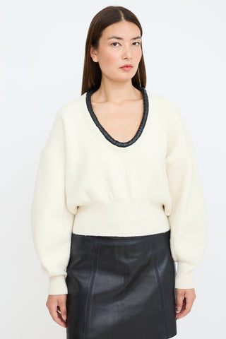 Alexander Wang Cream & Black Wool Knit Sweater