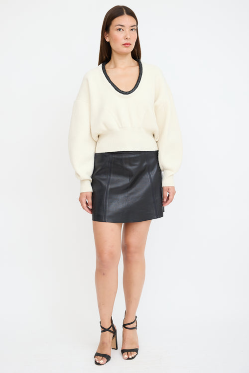 Alexander Wang Cream & Black Wool Knit Sweater