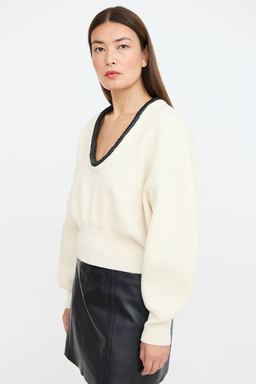 Alexander Wang Cream & Black Wool Knit Sweater