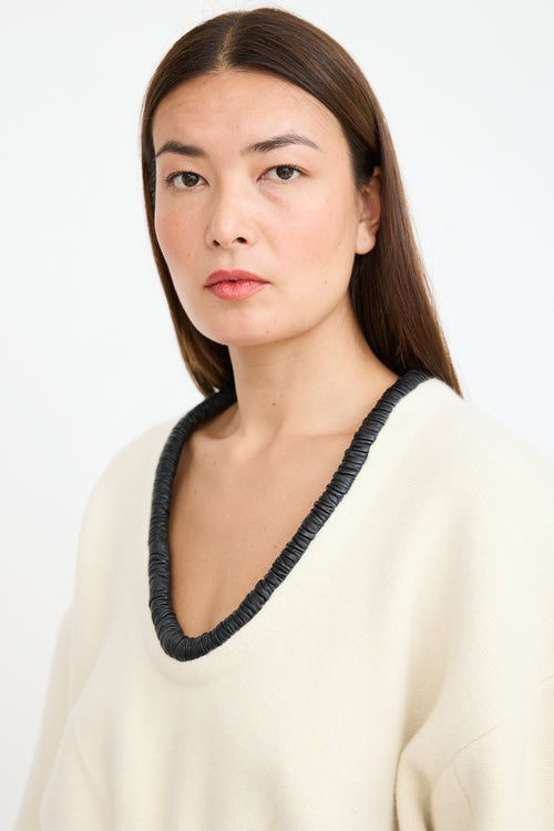 Alexander Wang Cream & Black Wool Knit Sweater