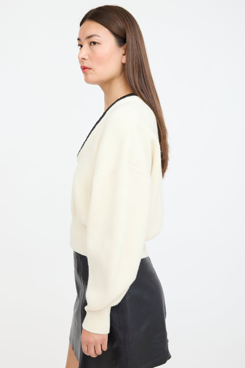 Alexander Wang Cream & Black Wool Knit Sweater