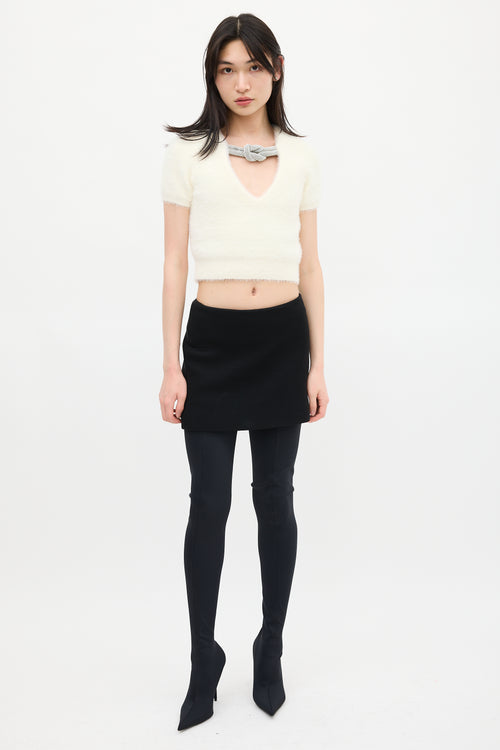 Alexander Wang Cream Knotted Jewel Sweater