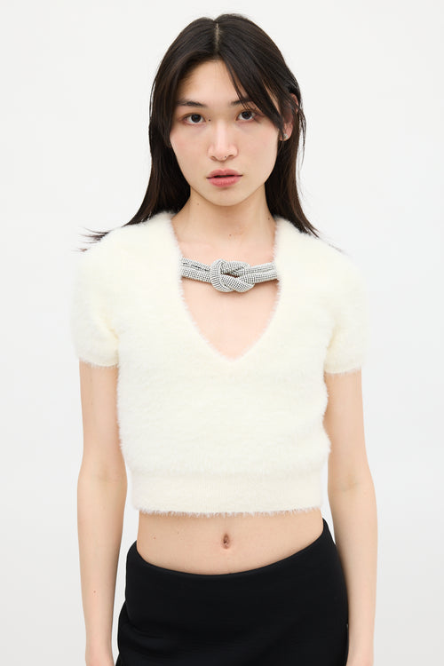 Alexander Wang Cream Knotted Jewel Sweater