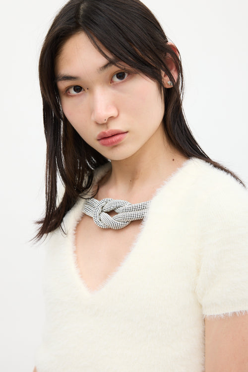 Alexander Wang Cream Knotted Jewel Sweater