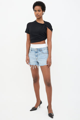 Alexander Wang Denim Logo Brief Layer Shorts