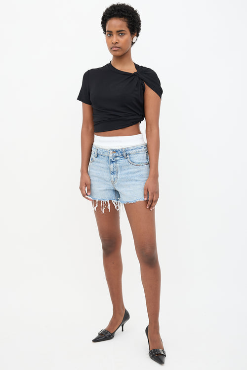 Alexander Wang Denim Logo Brief Layer Shorts