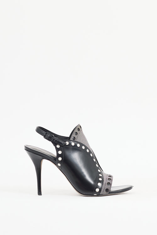 Alexander Wang Black & White Leather Natalya Perforated Heel