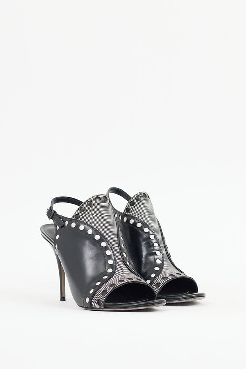 Alexander Wang Black & White Leather Natalya Perforated Heel