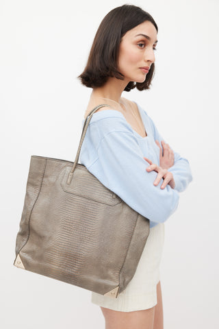 Alexander Wang Grey Embossed Patent Leather Prisma Tote Bag