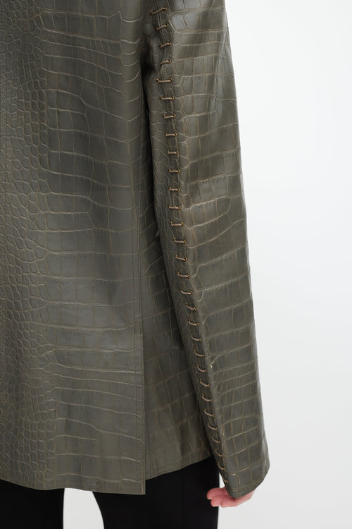 Alexander Wang Grey Leather Embossed Blazer