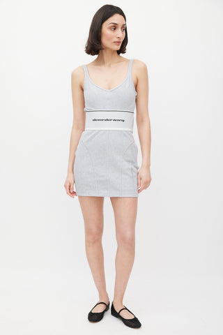 Alexander Wang Grey Ribbed Logo Elastic Dress