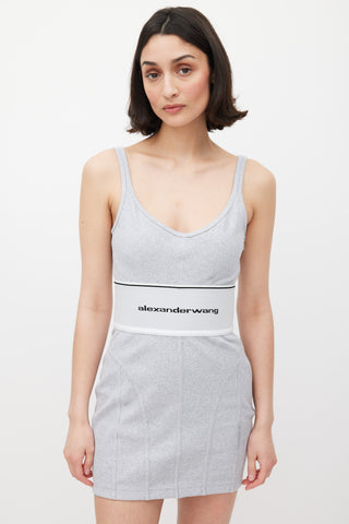 Alexander Wang Grey Ribbed Logo Elastic Dress