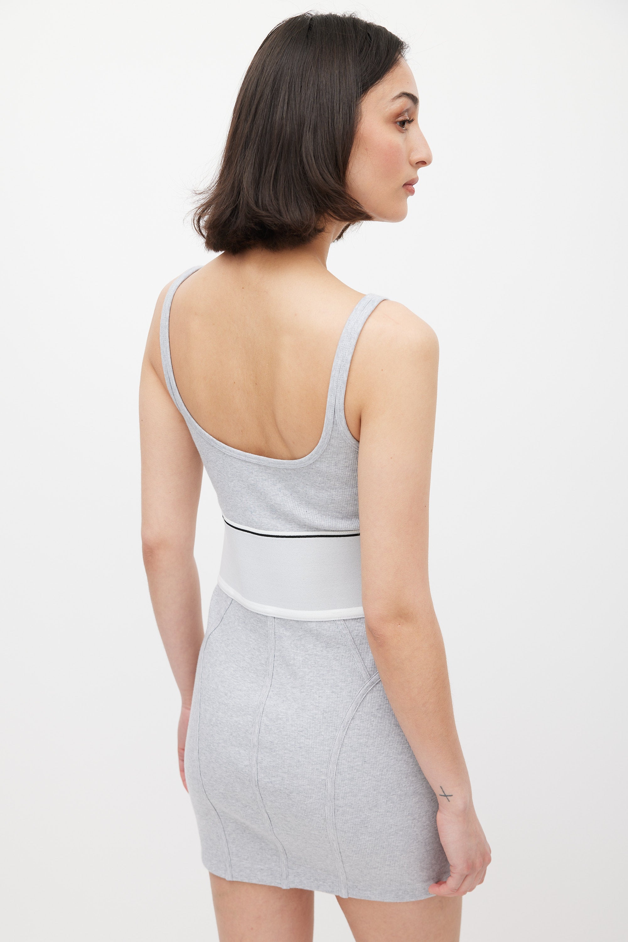 alexander wang logo elastic mini dress Wang Logo Elastic Dress in Ribbed Jersey by ALEXANDER WANG