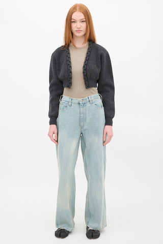 Alexander Wang Grey Wool Knit Chain Link Cardigan